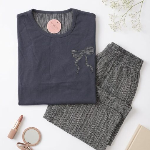 Pyjama Coton Gris Imprimé Papillon