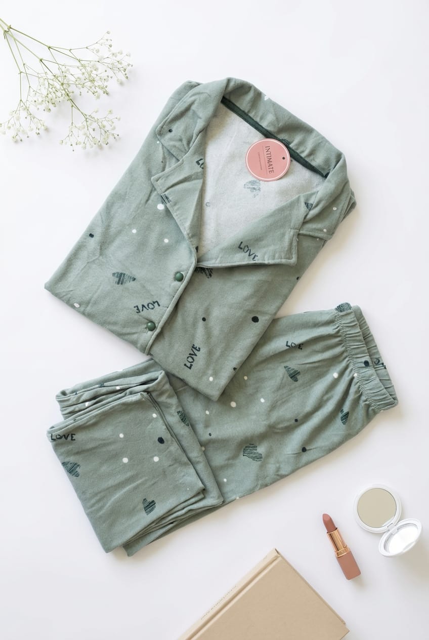 IMG-20260214-WA0056 Pyjama Chemise Velours Vert Doux – Image 1