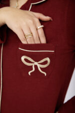 Pyjama Chemise Manches Longues Coton Maille Rouge Bordeaux – Image 5