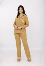 Pyjama Chemise Manches Longues Coton Maille Moutarde