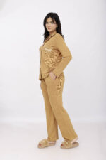 Pyjama Chemise Manches Longues Coton Maille Moutarde – Image 10