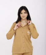 Pyjama Chemise Manches Longues Coton Maille Moutarde – Image 7