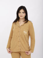 Pyjama Chemise Manches Longues Coton Maille Moutarde – Image 5