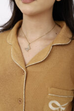 Pyjama Chemise Manches Longues Coton Maille Moutarde – Image 3