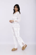 Pyjama Chemise Velours & Dentelle Blanc – Image 2