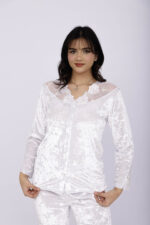 Pyjama Chemise Velours & Dentelle Blanc – Image 4