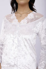 Pyjama Chemise Velours & Dentelle Blanc – Image 5
