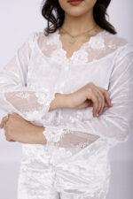 Pyjama Chemise Velours & Dentelle Blanc – Image 7