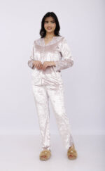 Pyjama Chemise Velours & Dentelle Rose Nude – Image 9