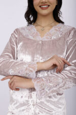 Pyjama Chemise Velours & Dentelle Rose Nude – Image 4