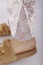 Pyjama Chemise Velours & Dentelle Rose Nude – Image 2