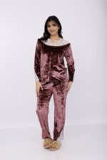 Pyjama Chemise Velours & Dentelle Vieux Rose – Image 4