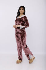 Pyjama Chemise Velours & Dentelle Vieux Rose – Image 5