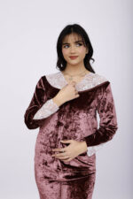 Pyjama Chemise Velours & Dentelle Vieux Rose – Image 6