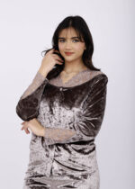 Pyjama Chemise Velours & Dentelle Gris – Image 7