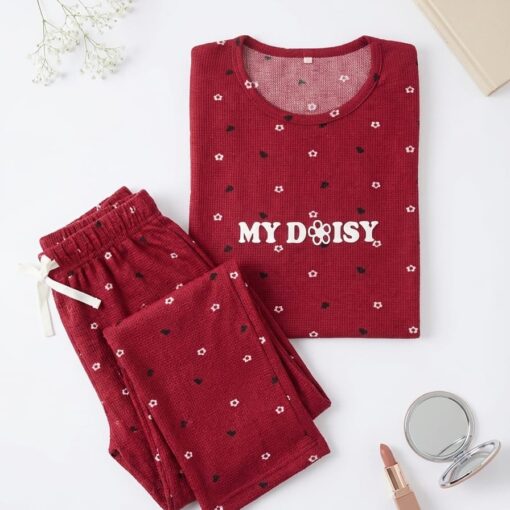 Pyjama Coton Manches Longues Rouge My Daisy Imprimé Avocad