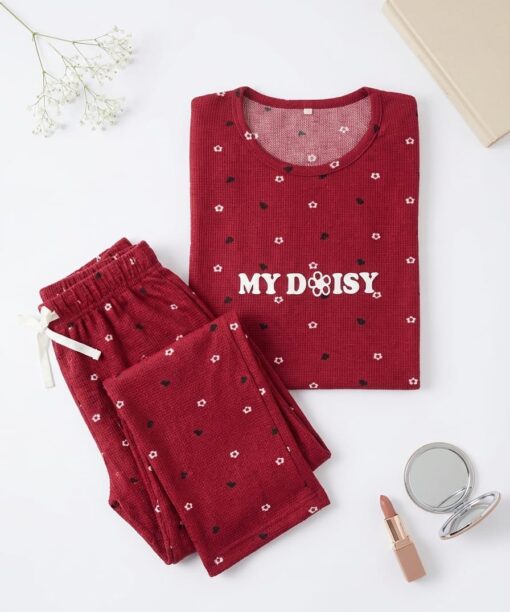 Pyjama Coton Manches Longues Rouge My Daisy Imprimé Avocad