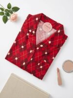 Pyjama Chemise Manches Longues Coton Rouge Carreaux – Image 2
