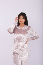 Pyjama Velours & Dentelle Rose