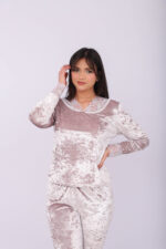 Pyjama Velours & Dentelle Rose
