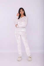 Pyjama Velours & Dentelle Blanc – Image 9