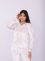 Pyjama Velours & Dentelle Blanc – Image 4