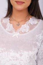 Pyjama Velours & Dentelle Blanc – Image 3