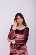 Pyjama Velours & Dentelle Vieux Rose