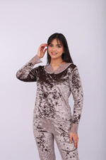 Pyjama Velours & Dentelle Gris – Image 2