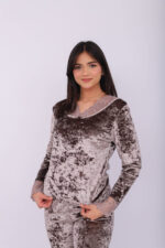 Pyjama Velours & Dentelle Gris – Image 5