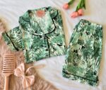 Pyjama Chemise et Short Coton Vert Imprimé – Image 2