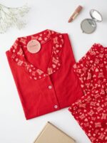 Pyjama Chemise Coton Rouge Imprimé Papillons – Image 2