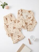 Pyjama Chemise Coton Beige Imprimé Dabdoub – Image 2