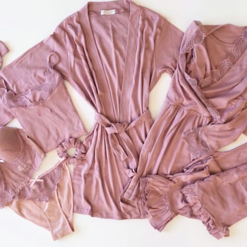 Pack : Parure Coton Interlock Violet 7 pièces & 2 Accessoires