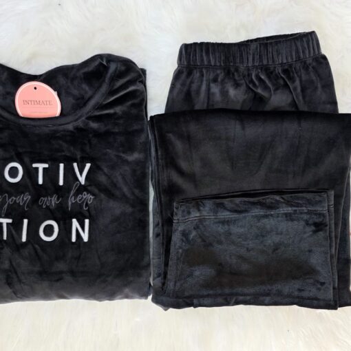 Pyjama Velours Noir "Motivation"
