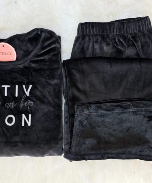 Pyjama Velours Noir "Motivation"