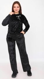 Pyjama Jogging Velours Noir & Paillette Argenté – Image 2