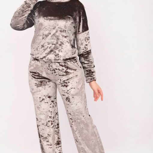 Pyjama Jogging Velours Gris & Paillette Noir