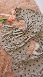 Pyjama 3 Pièces Coton Viscose Gris Pointillé Fleurs Noirs – Image 4