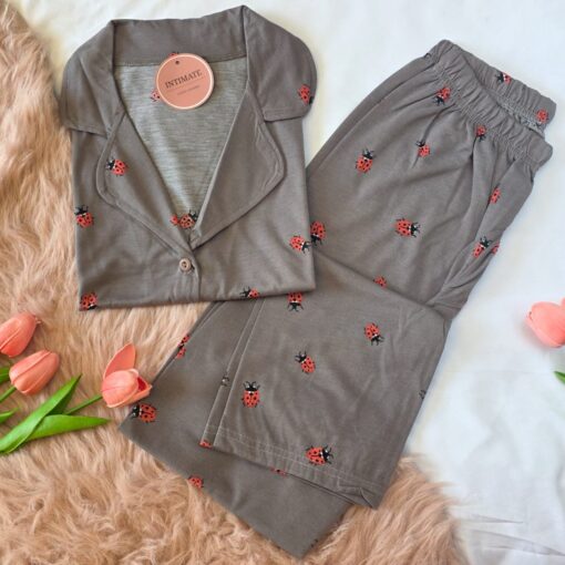 Pyjama Chemise Gris Imprimé Coccinelle