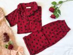 Pyjama Chemise Rouge Imprimé Cœurs
