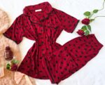 Pyjama Chemise Rouge Imprimé Cœurs – Image 2