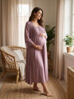 Ensemble 2 Pièces Coton & Dentelle Rose Nude & 2 Accessoires – Image 2