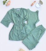 Pyjama 3 Pièces Coton Vert Doux