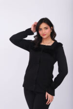 Pyjama Chemise Manches Longues Coton Noir & Dentelle Noire – Image 7