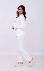 Pyjama Chemise Manches Longues Coton Blanc & Dentelle Blanche – Image 6