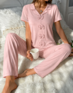 Pyjama Pantalon Coton Rose