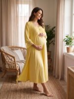 Ensemble 2 Pièces Coton Interlock & Dentelle Jaune Poussin & 2 Accessoires – Image 2