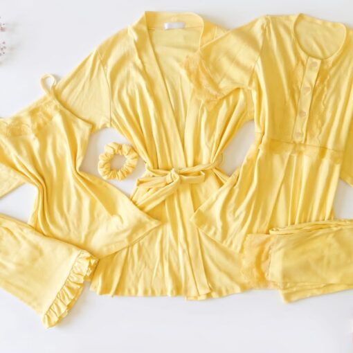 Parure Coton Interlock Jaune Poussin 5 pièces & 2 Accessoires