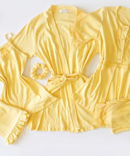 Parure Coton Interlock Jaune Poussin 5 pièces & 2 Accessoires